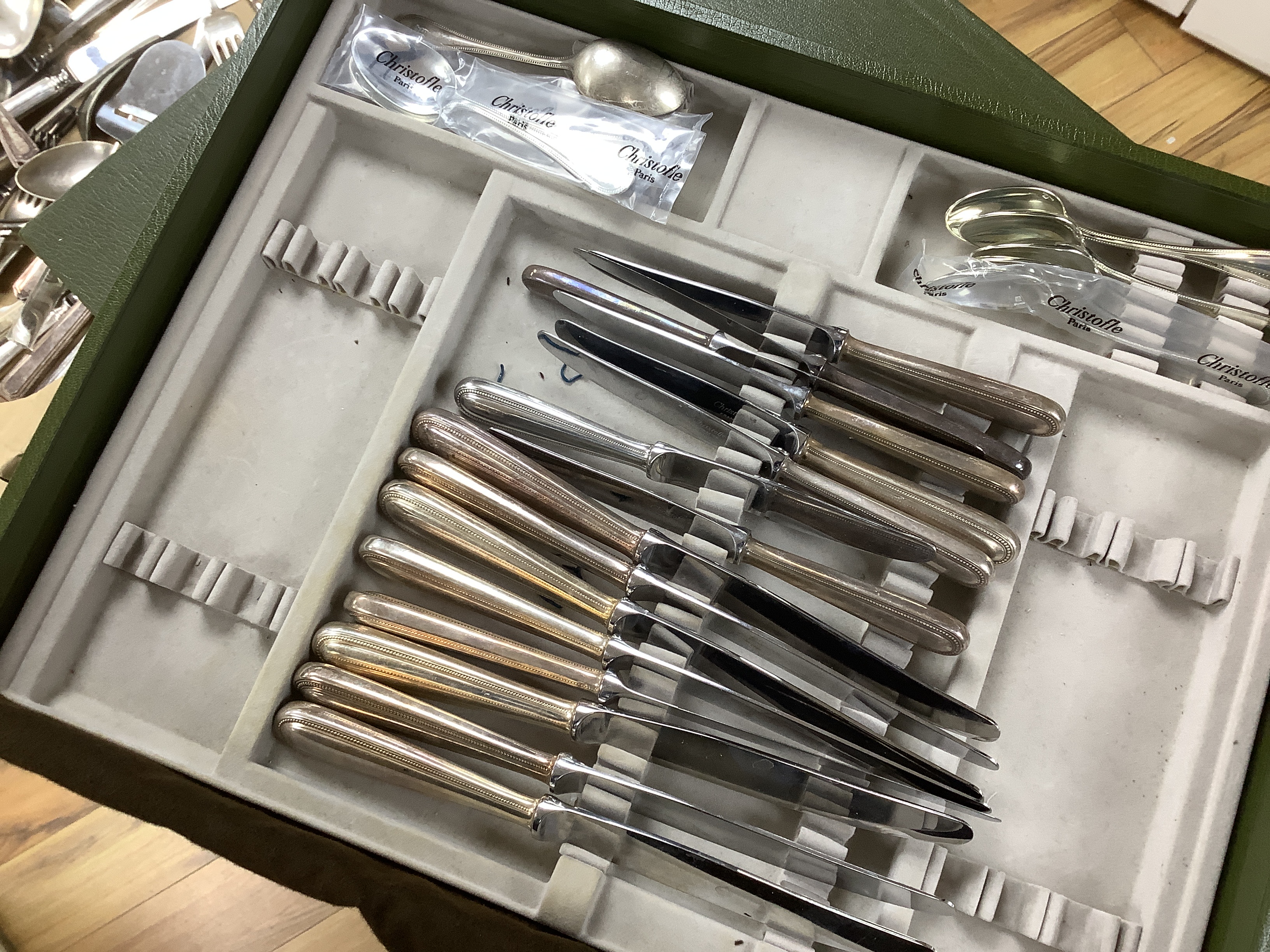 A Christofle suite of cutlery together with other cutlery